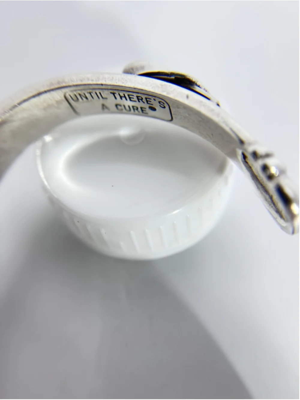 Until There's A Cure Sterling Silver Italy Hinged Cuff Bracelet HIV AIDS Charity